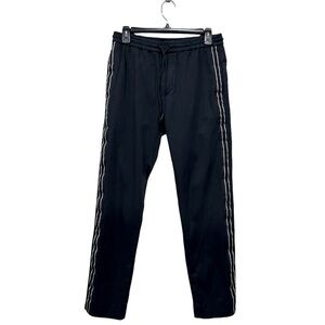CLUB Monaco Black drawstring trousers with black & white side stripe size small